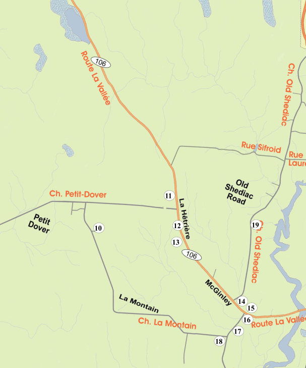 Carte géographique de Memramcook-ouest