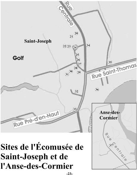 Carte géographique de Saint-Joseph et l'Anse-des-Cormier